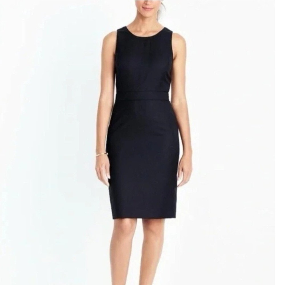 J. Crew Black Sleeveless Sheath Dress L1378 Ponte Knit Sleeveless Size 8